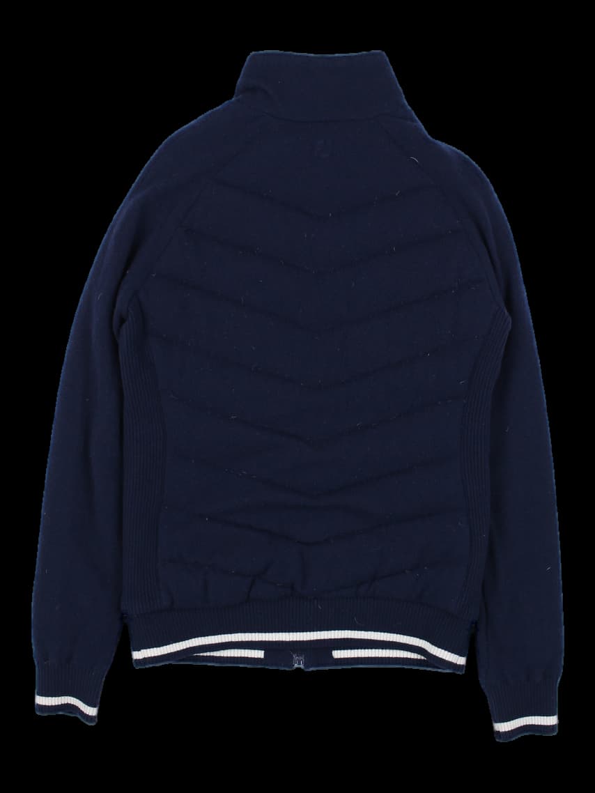 네이비 하이브리드 퀼팅 니트 자켓