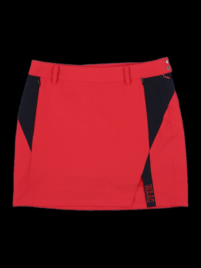 WAAC 여성 레드 컬러블록 골프 스커트
