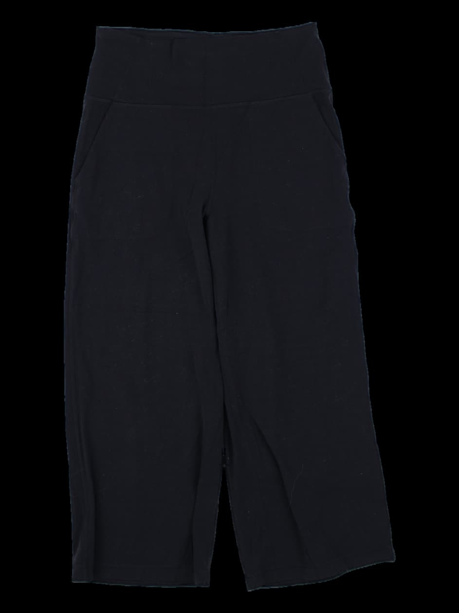 블랙 크롭 와이드 팬츠