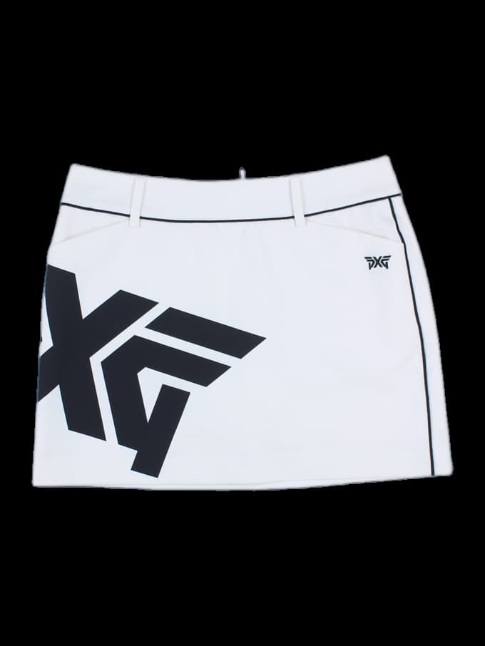 PXG 빅 로고 화이트 골프 스커트