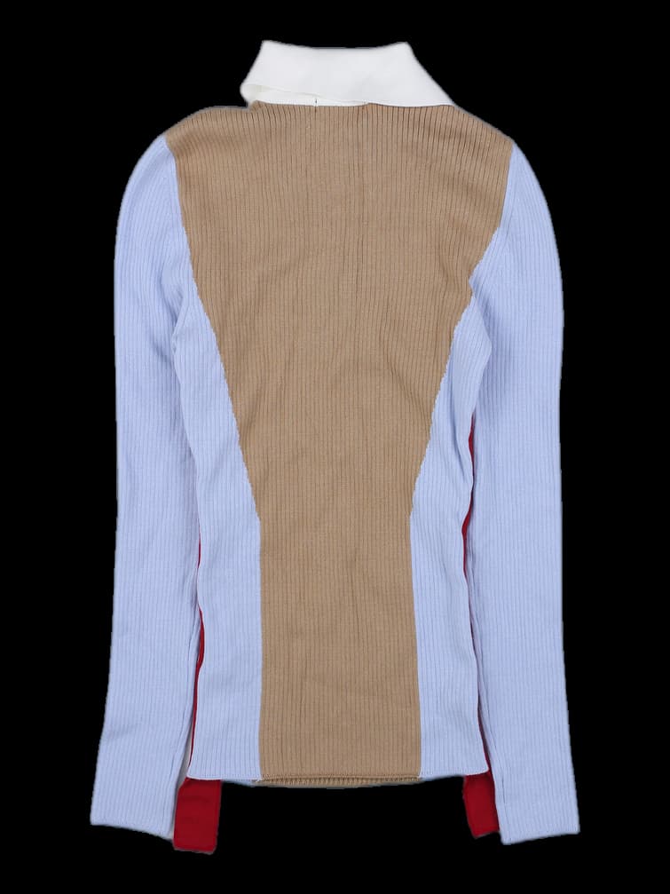 컬러블록 긴팔 니트 카라티