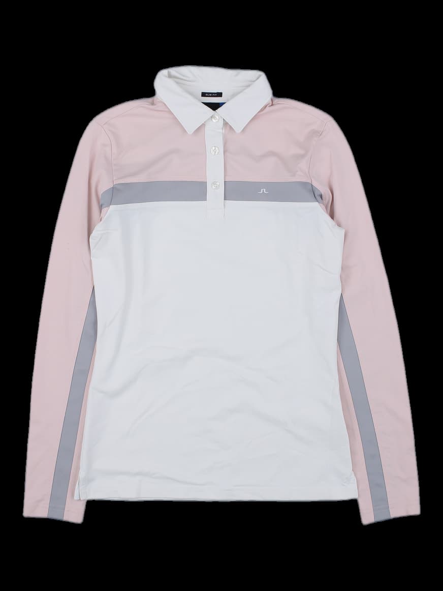 제이린드버그 여성 긴팔 카라 티셔츠 (블록 배색)