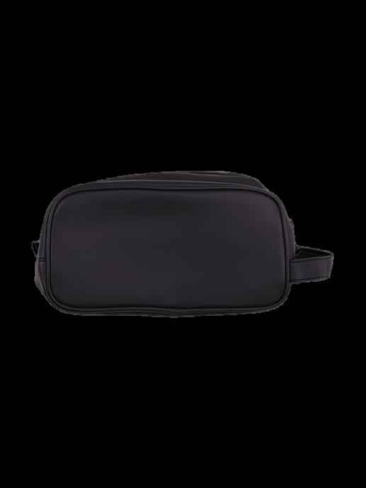 블랙 로고 프린트 하드 파우치