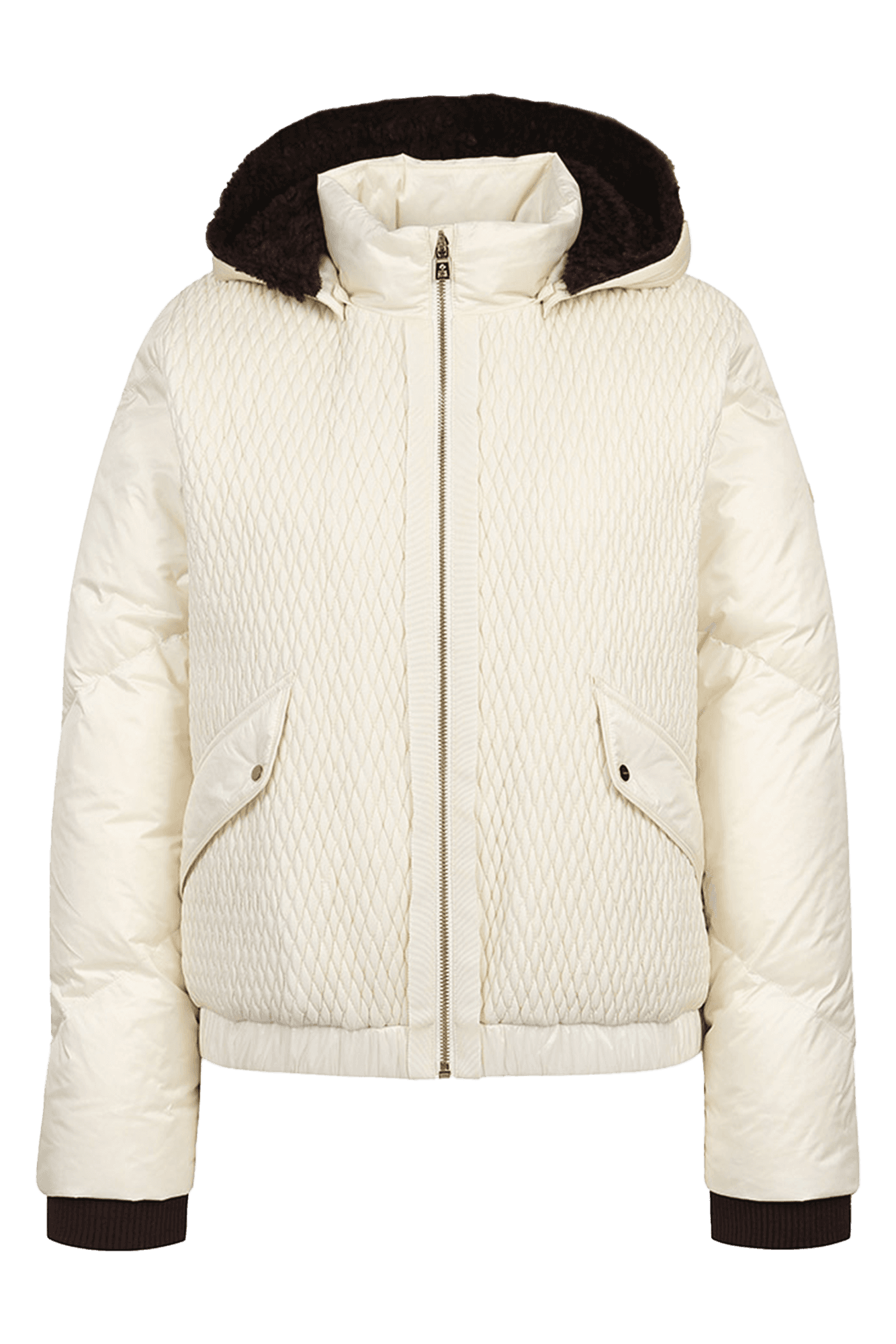 스모킹 퀼팅 후드 구스 다운 점퍼