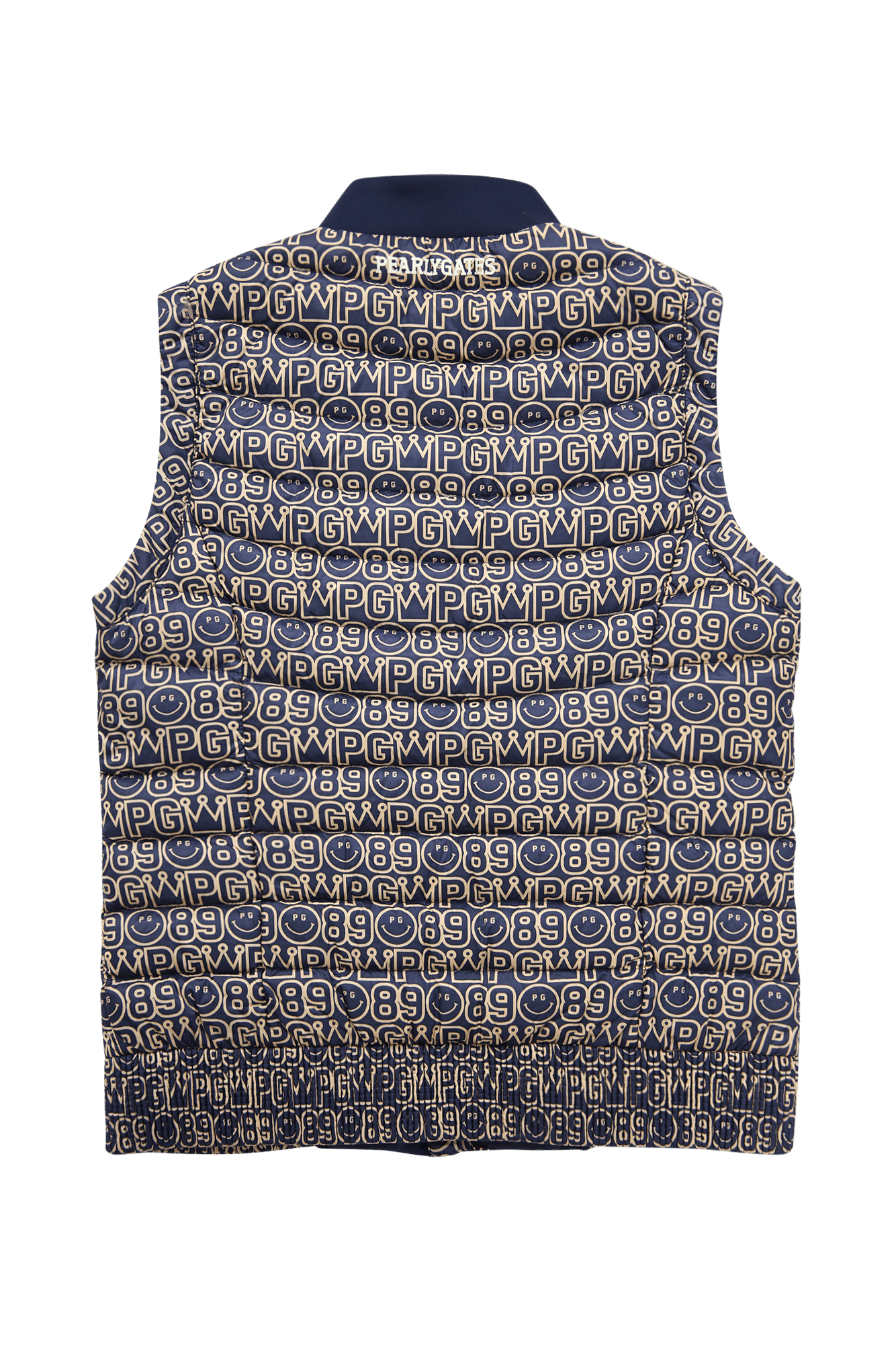 스마일 패턴 경량 패커블 구스 베스트