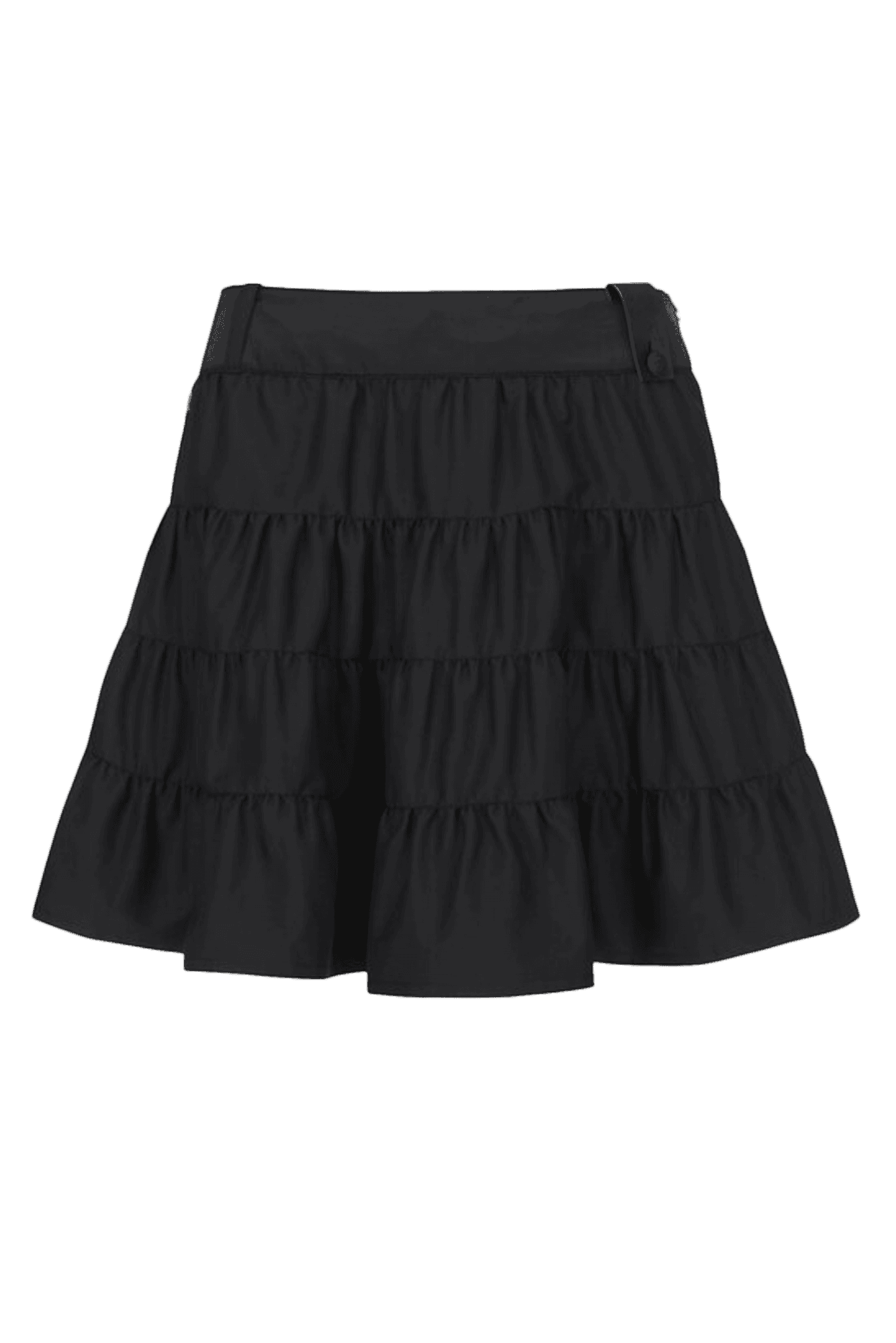 유광 배색 오비 티어드 스커트