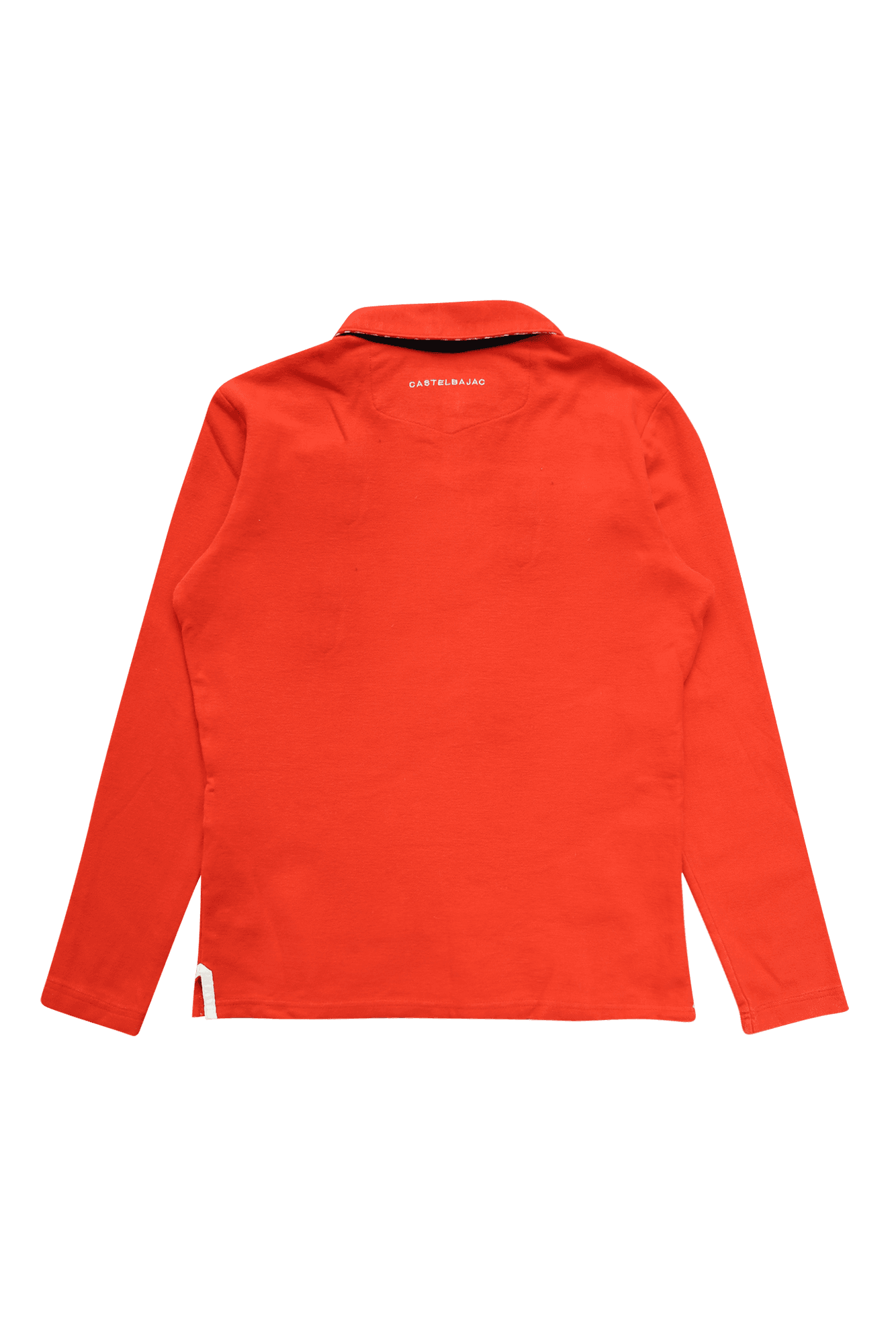 어깨 자수 카라넥 긴팔 티셔츠