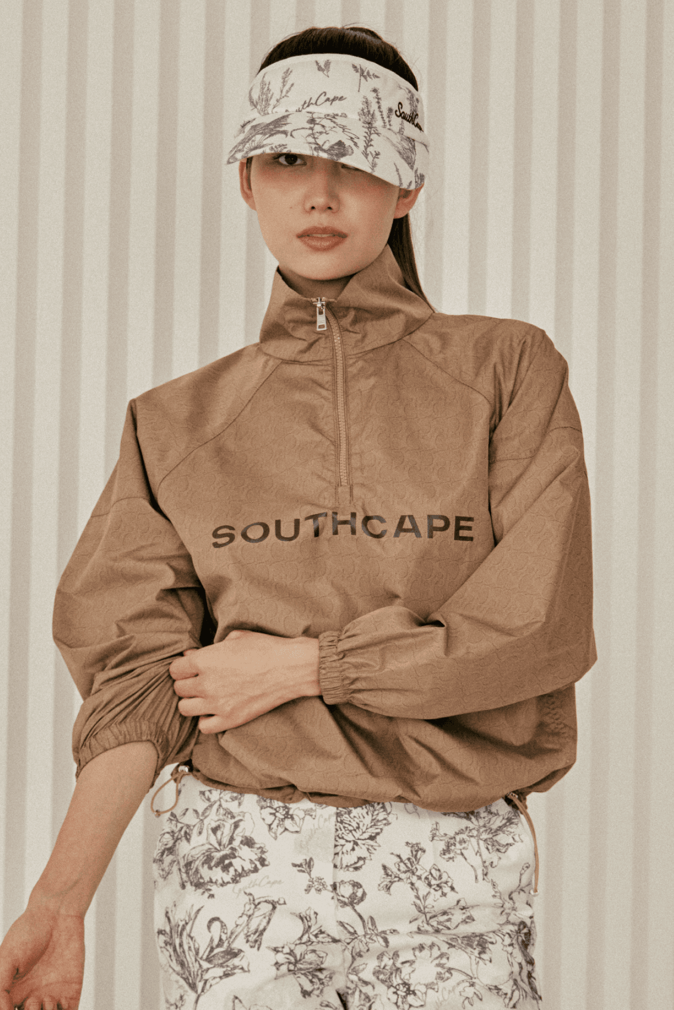 여성 SC 올오버 프린트 하이넥 풀오버