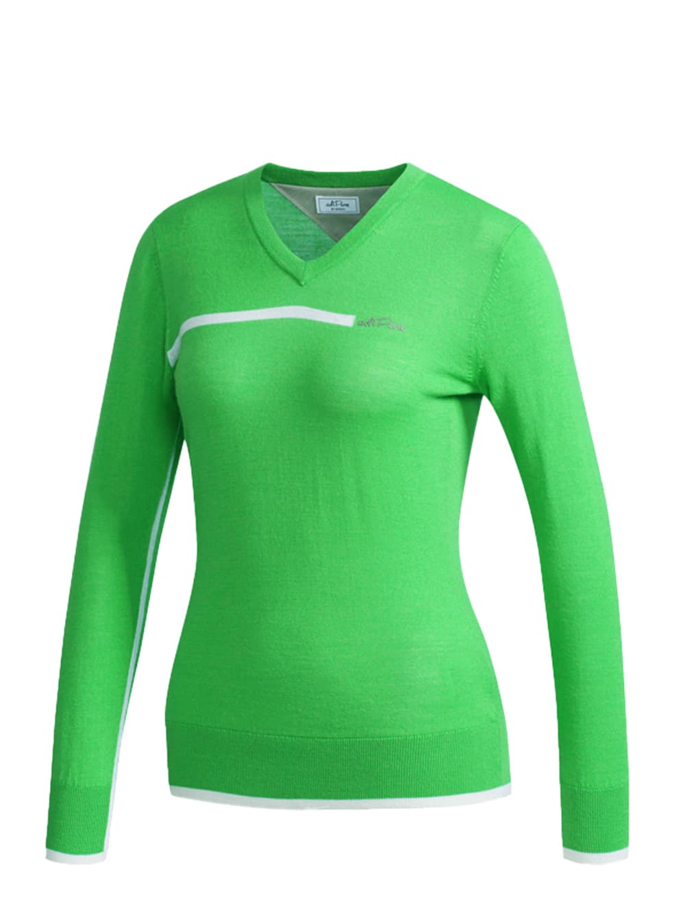 그린화이트 배색 스웨터