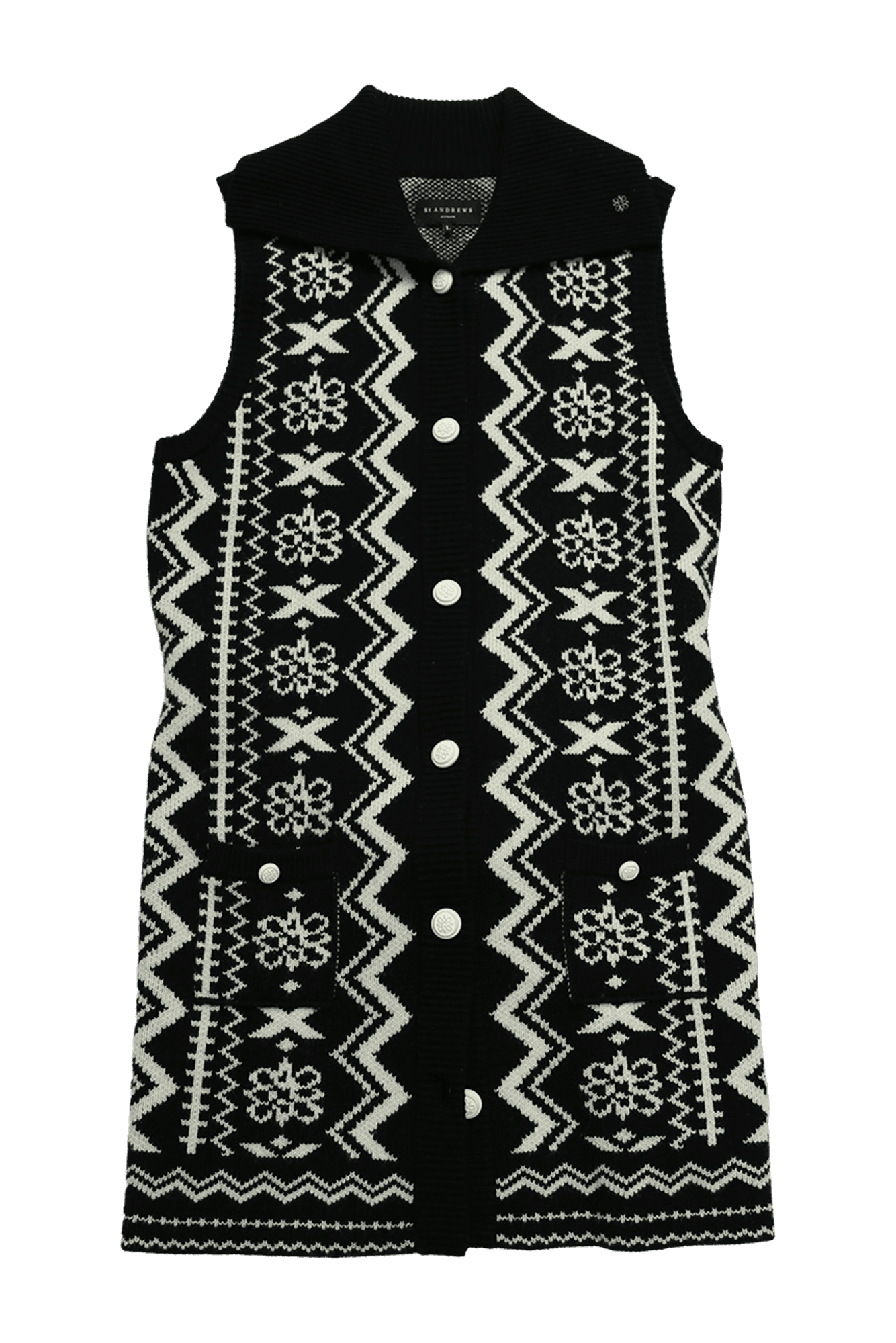 여성 패턴 롱 니트 베스트 가디건