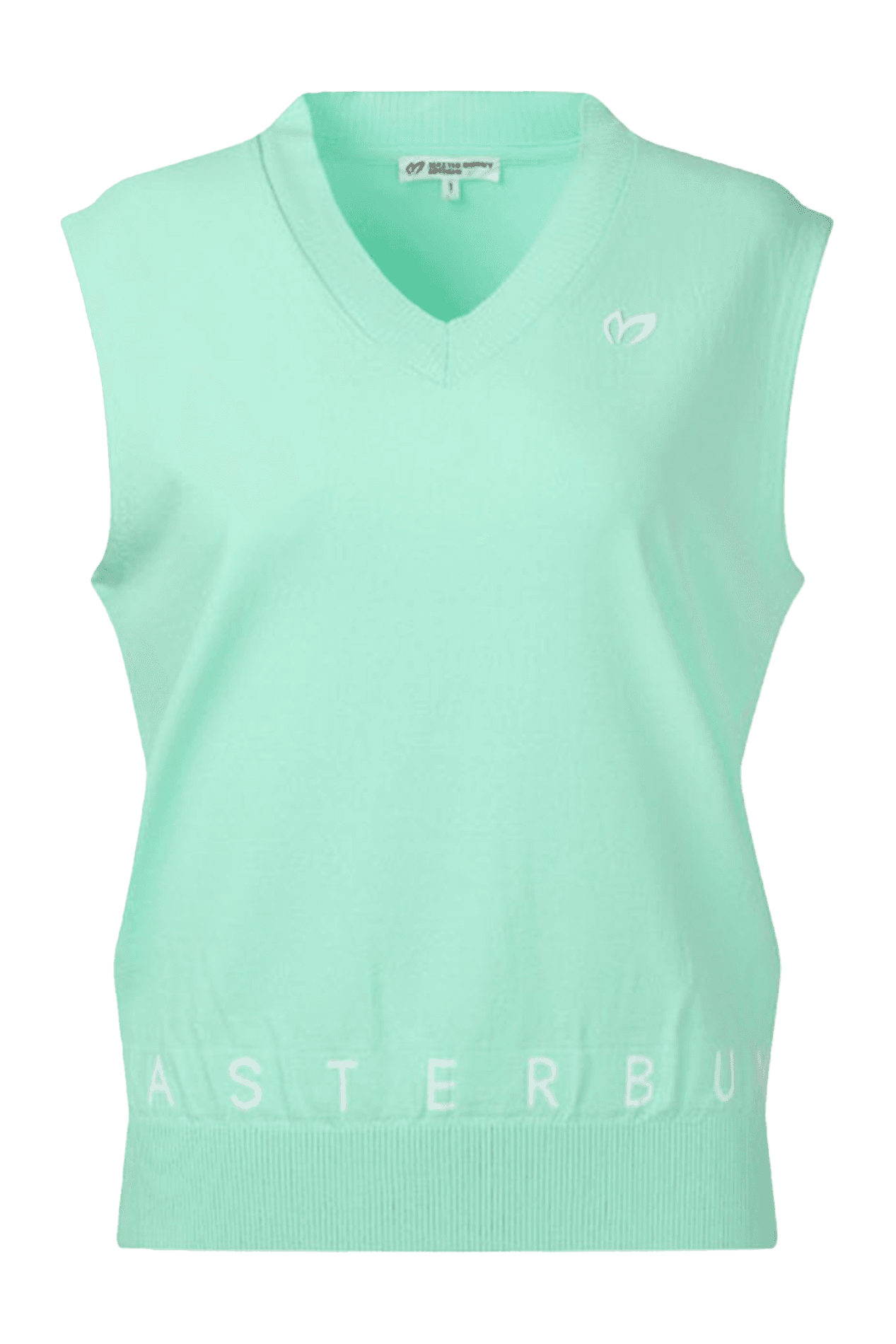 배색 레터링 브이넥 니트 베스트