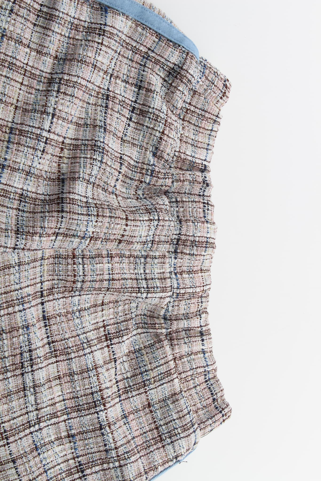 블루 트위드 후드 베스트 쇼츠 투피스 세트