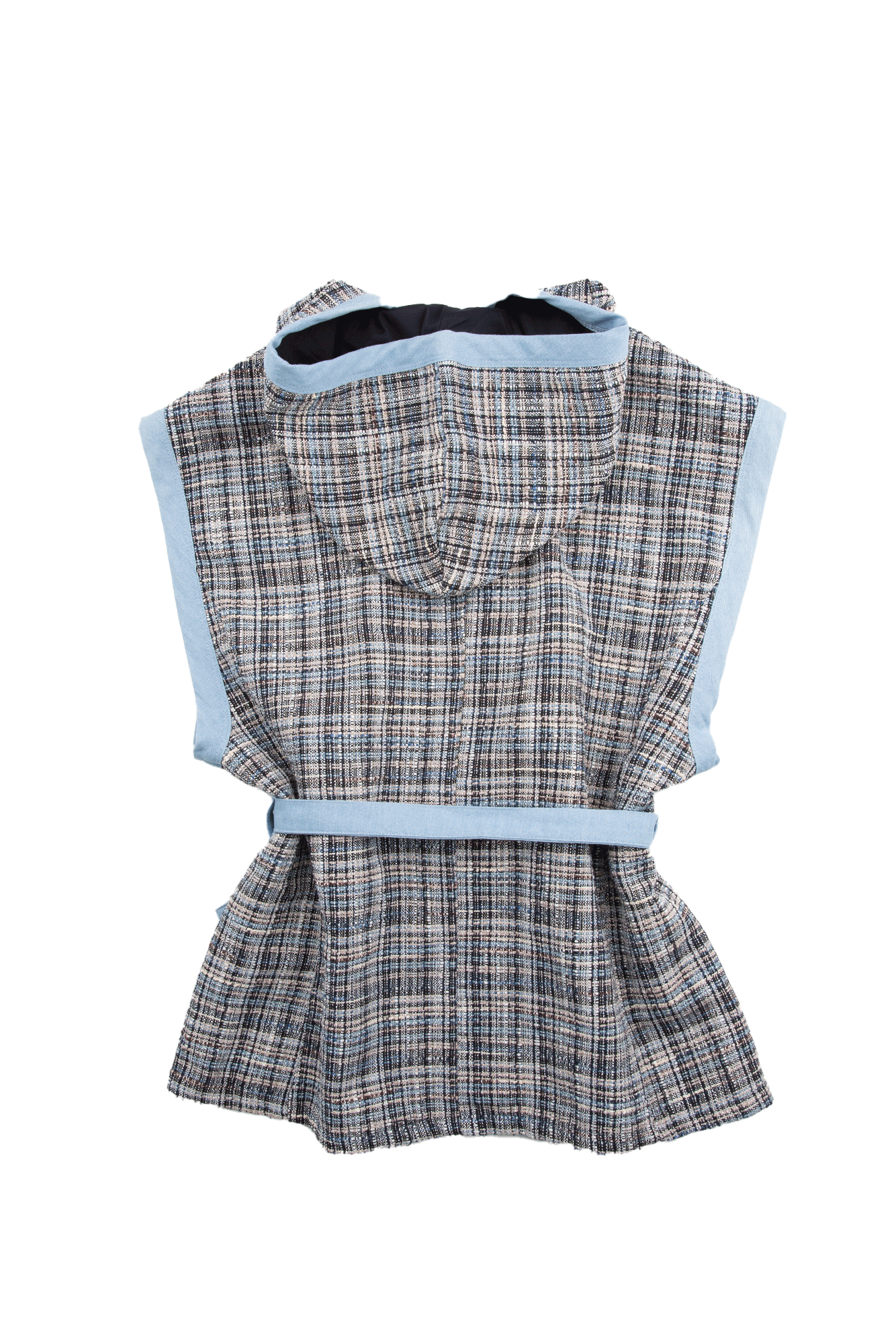 네이비 트위드 후드 베스트 쇼츠 투피스 세트