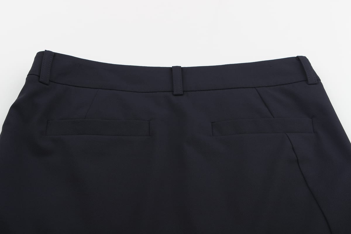 네이비 원사이드 포켓 H라인 스커트