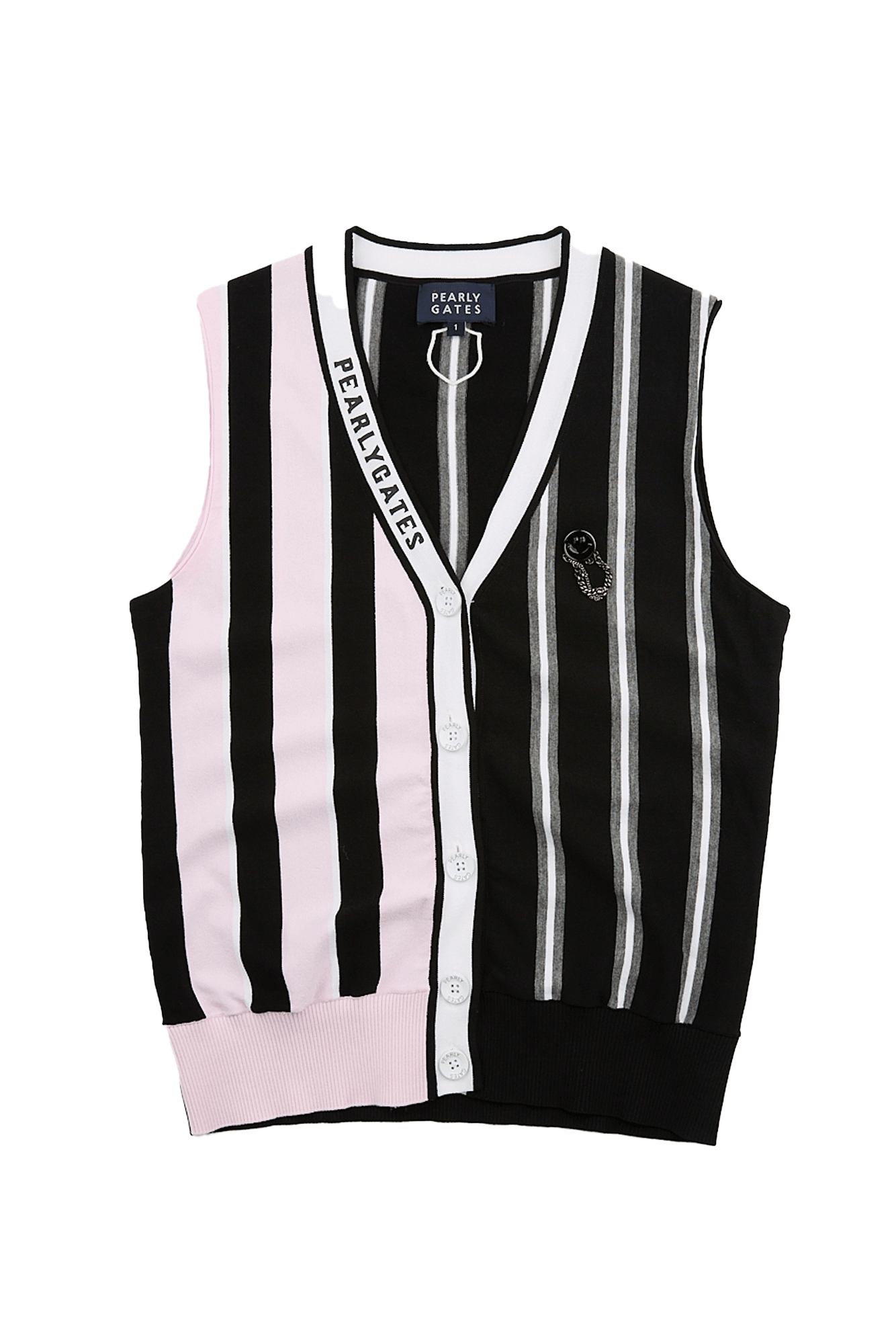 여성 스마일 스트라이프 니트 베스트