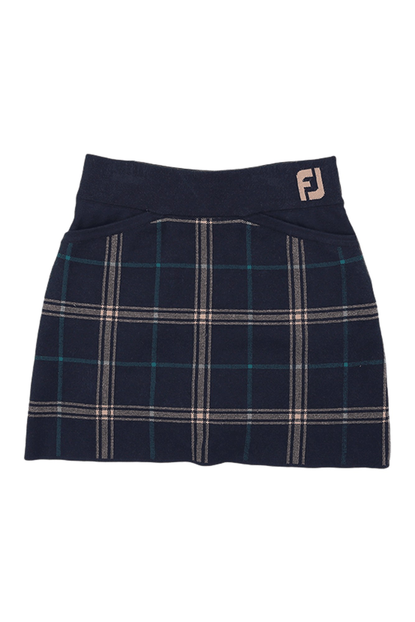 로고 밴드 체크 스커트