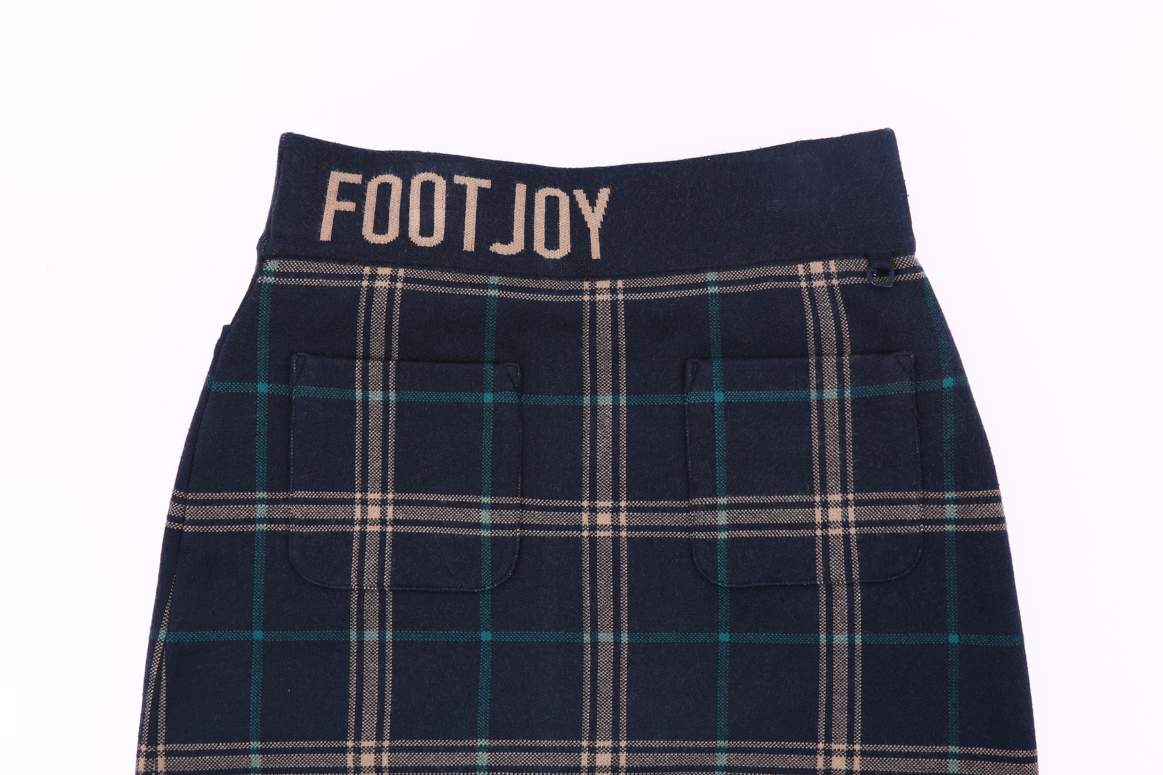 로고 밴드 체크 스커트