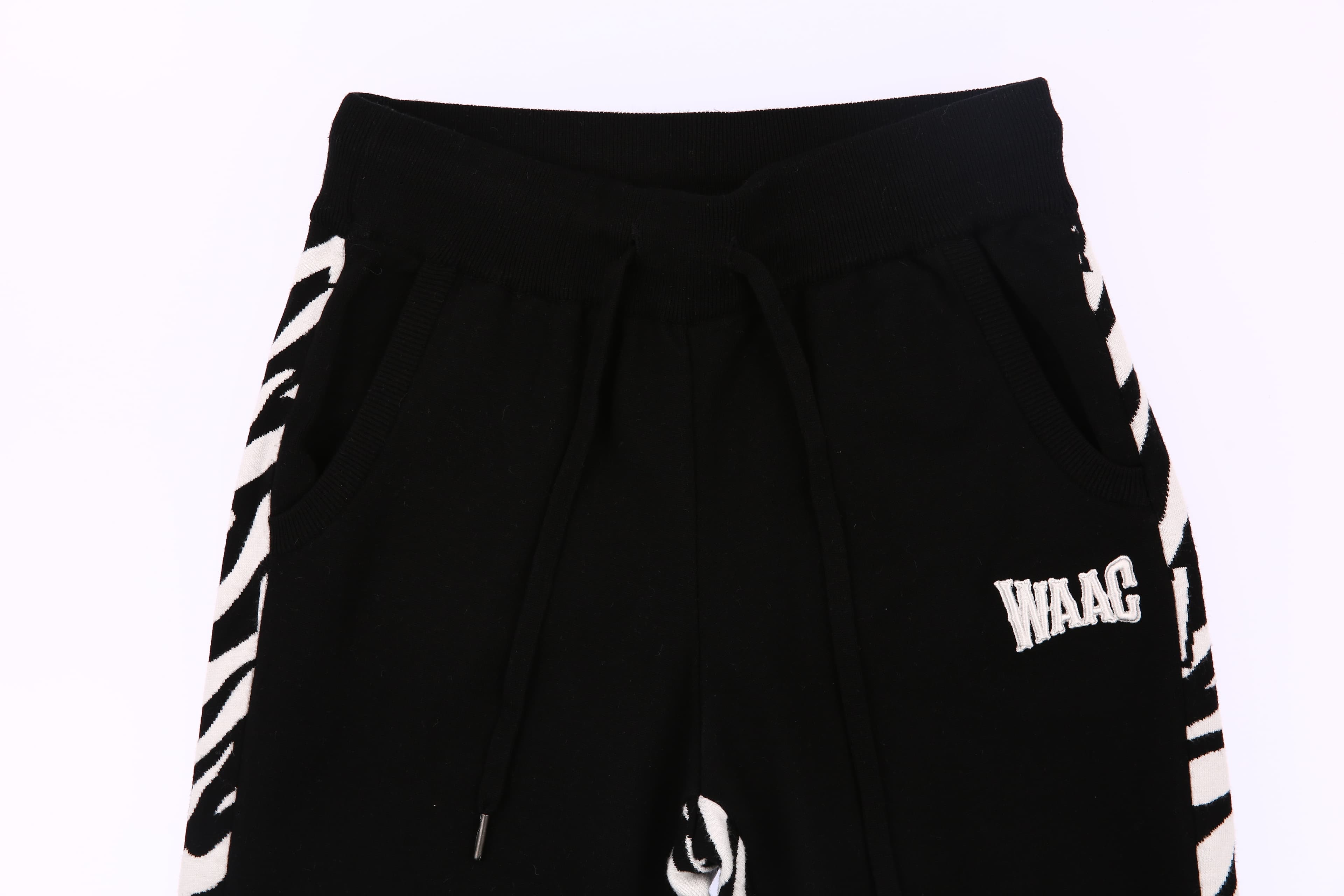 여성 지브라 패턴 믹스 니트 조거팬츠