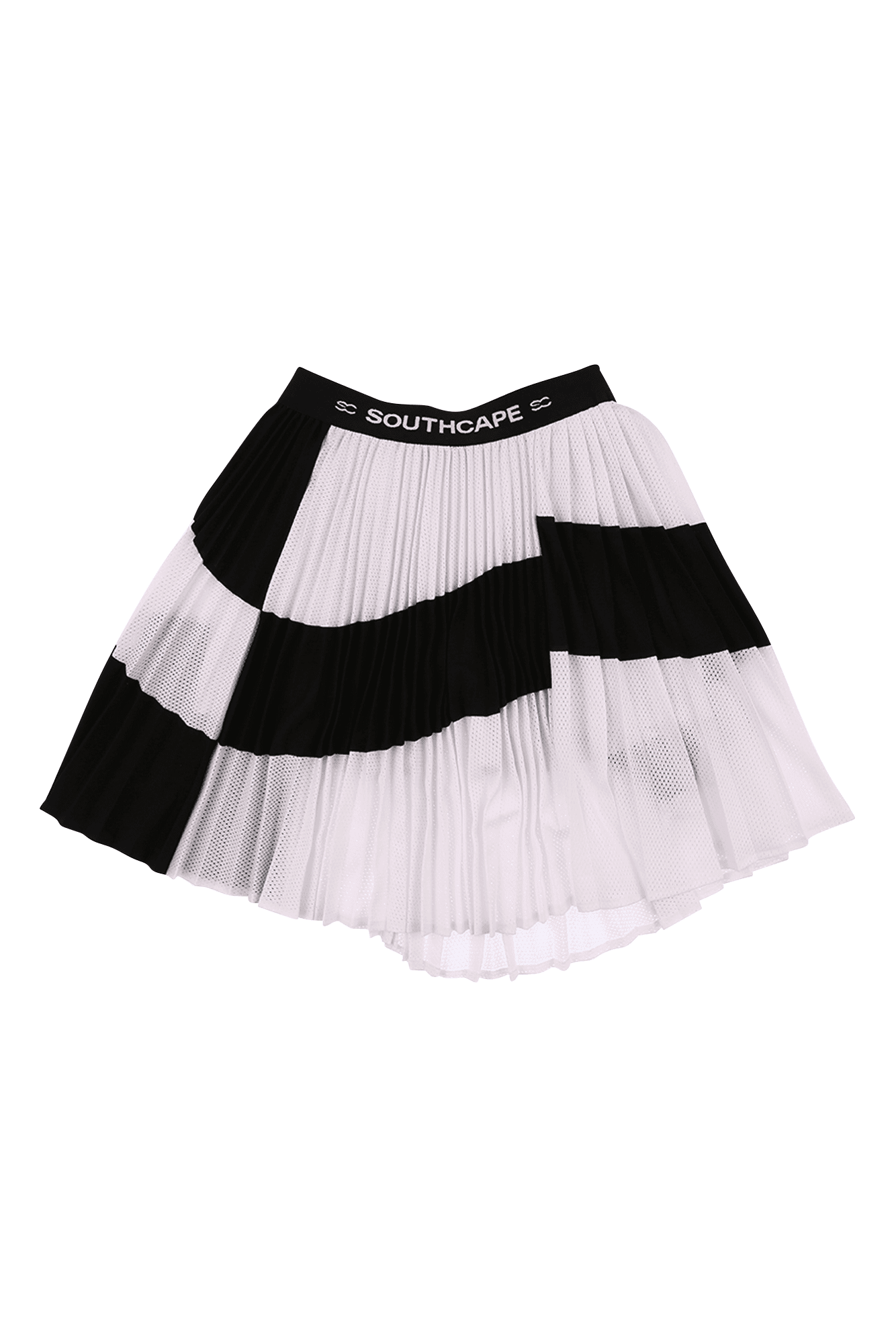 메쉬 배색 밴딩 플리츠 스커트