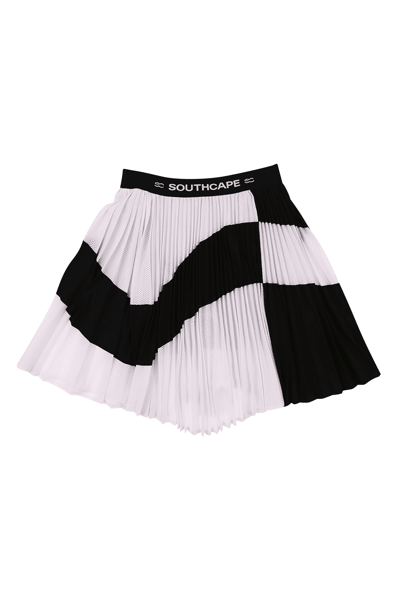 메쉬 배색 밴딩 플리츠 스커트