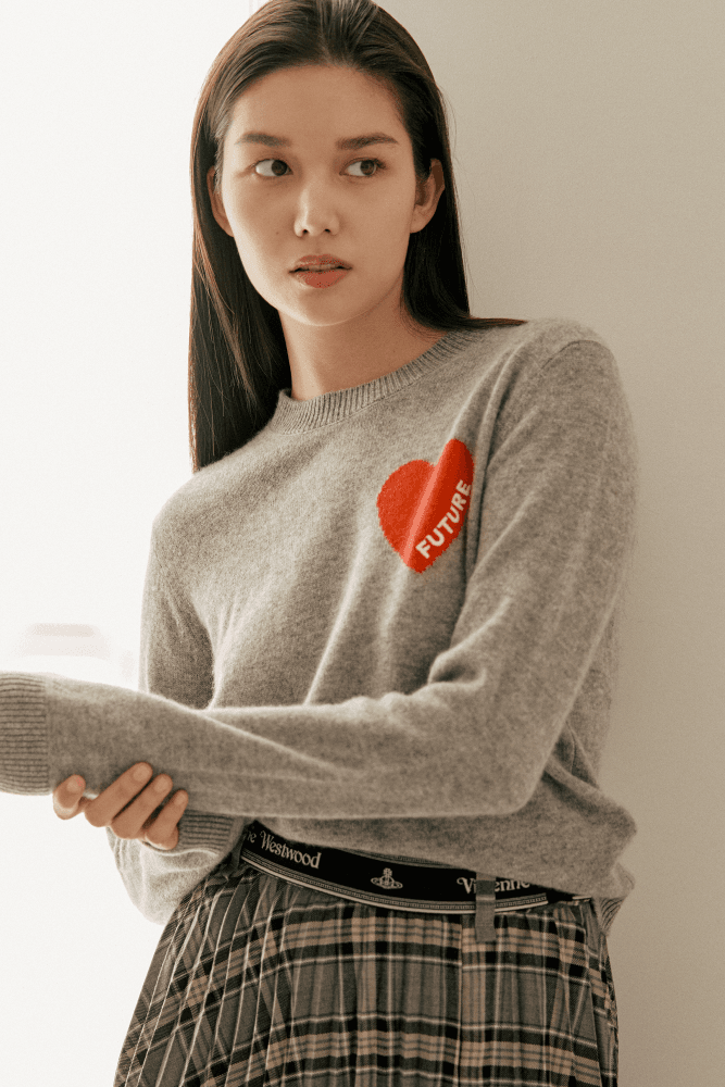 하트 퓨처 긴팔 니트 그레이