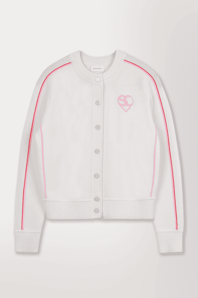 하트로고 배색 가디건