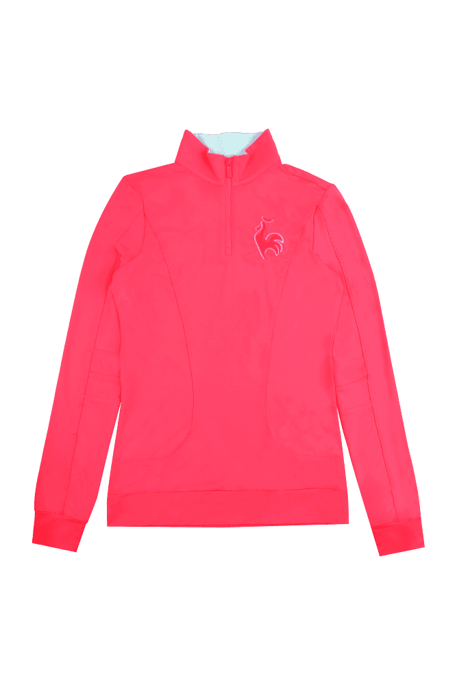 자수 라인 포인트 반집업_형광핑크(XS)