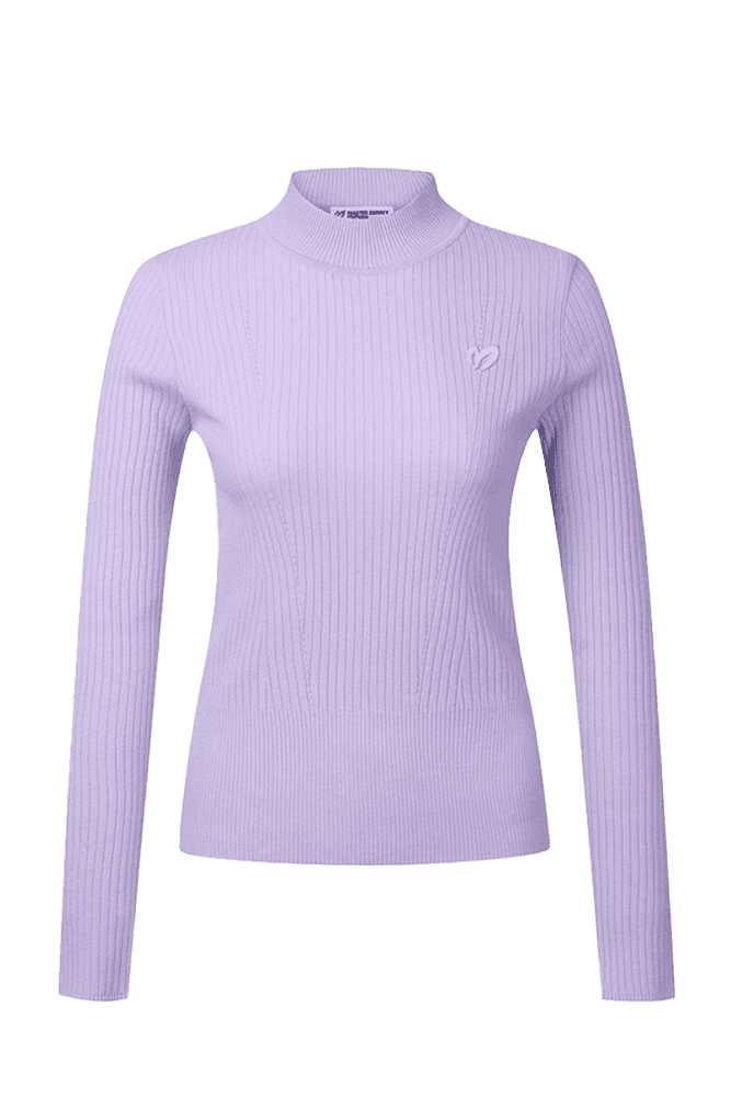 백 레터링 골지 니트_바이올렛(M)