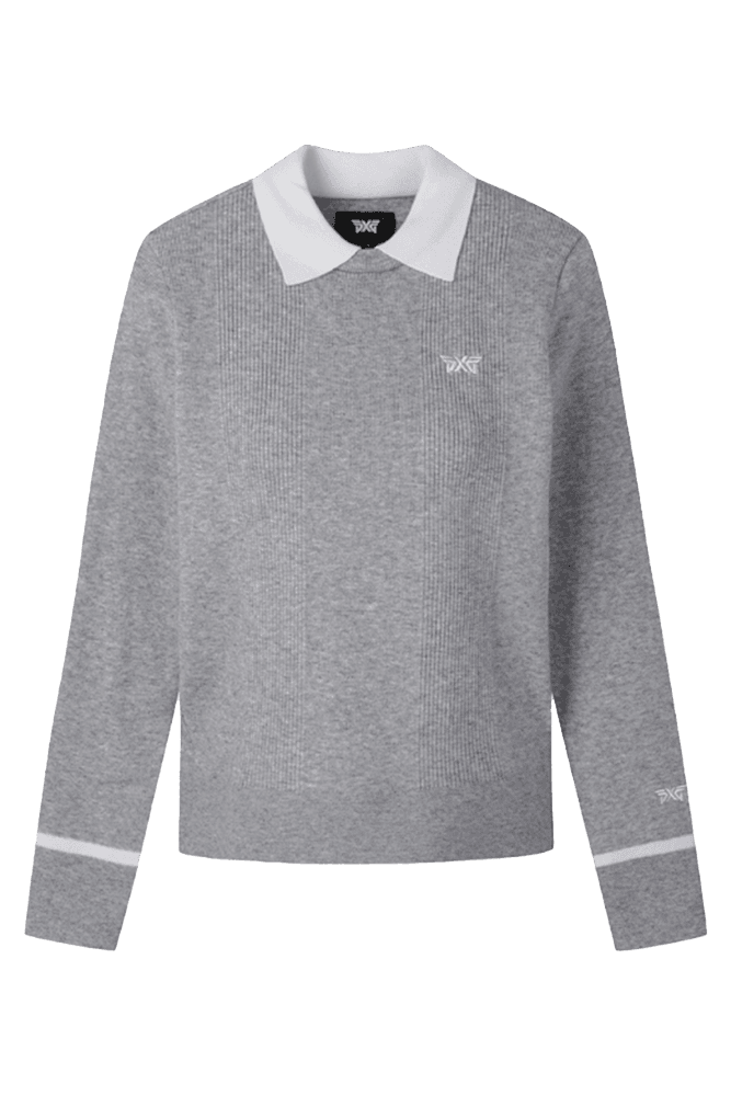 여성 칼라 넥 스웨터 그레이