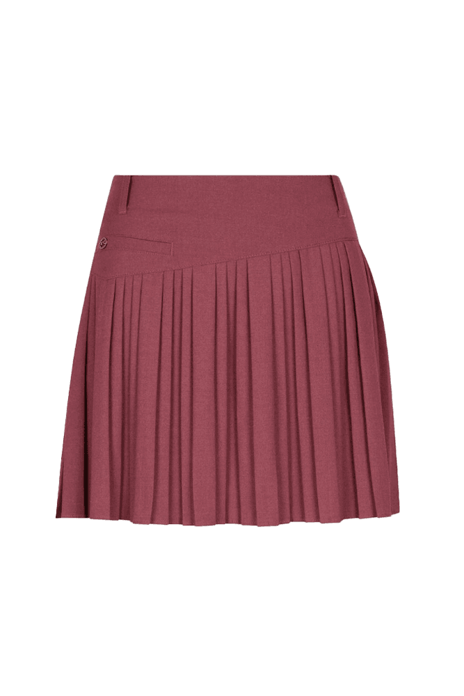 뒷밴드 변형 주름 스커트_핑크브라운(M)