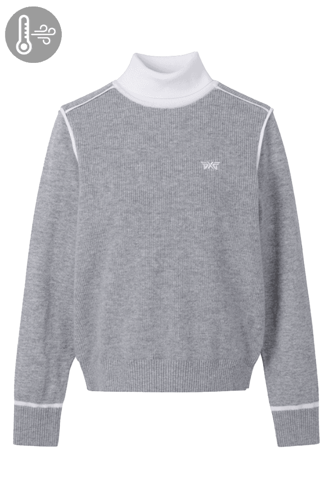 여성 겨울 윈드프루프 하이 넥 스웨터 그레이