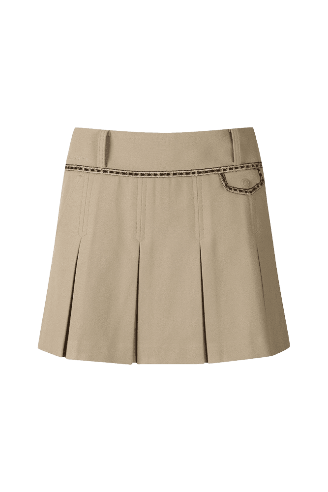 라인 장식 포인트 플리츠 큐롯 스커트_베이지(S)