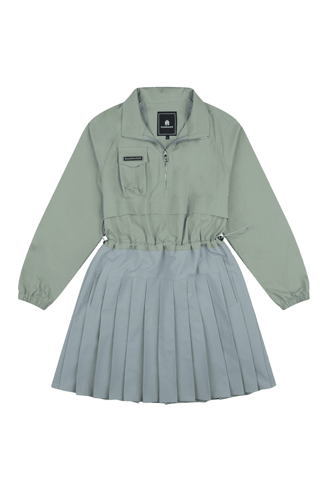 플리츠 아노락 원피스_카키(S)