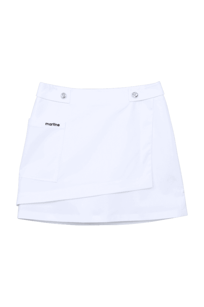 웨이스트 버튼 포인트 W랩 스커트