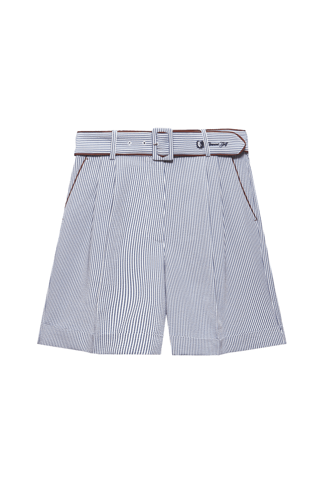 투턱 시어서커 턴업 하프 팬츠