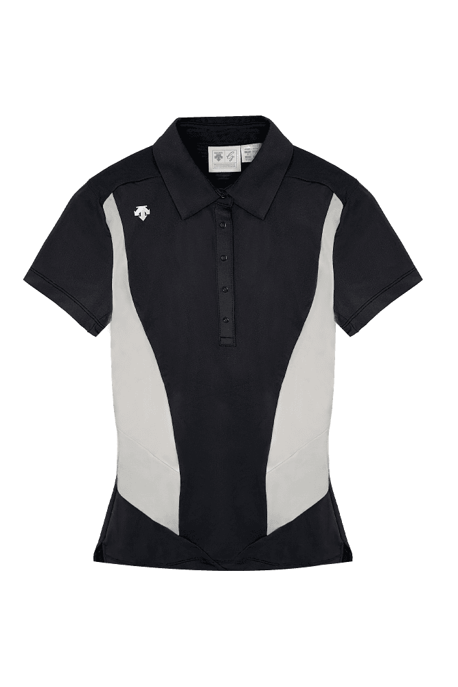 데상트 배색 카라티_블랙(S)