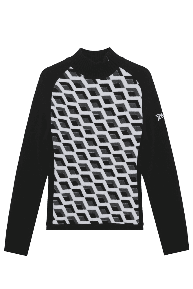 배색무늬 하이넥 스웨터