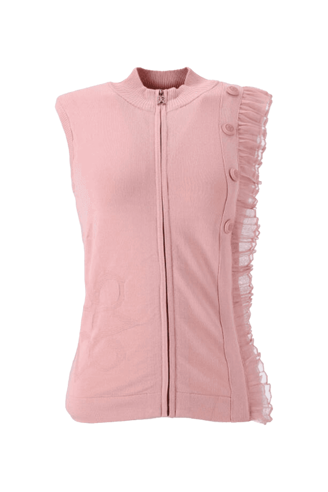 여성 레이스 집업 니트 베스트