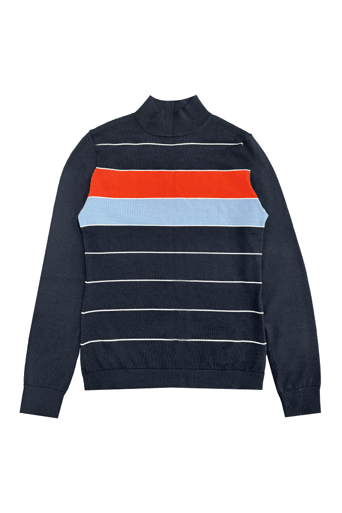 배색 포인트 스트라이프 니트_네이비(S)