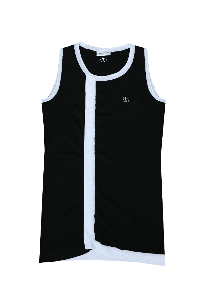 화이트 배색 민소매 니트_블랙(FREE)