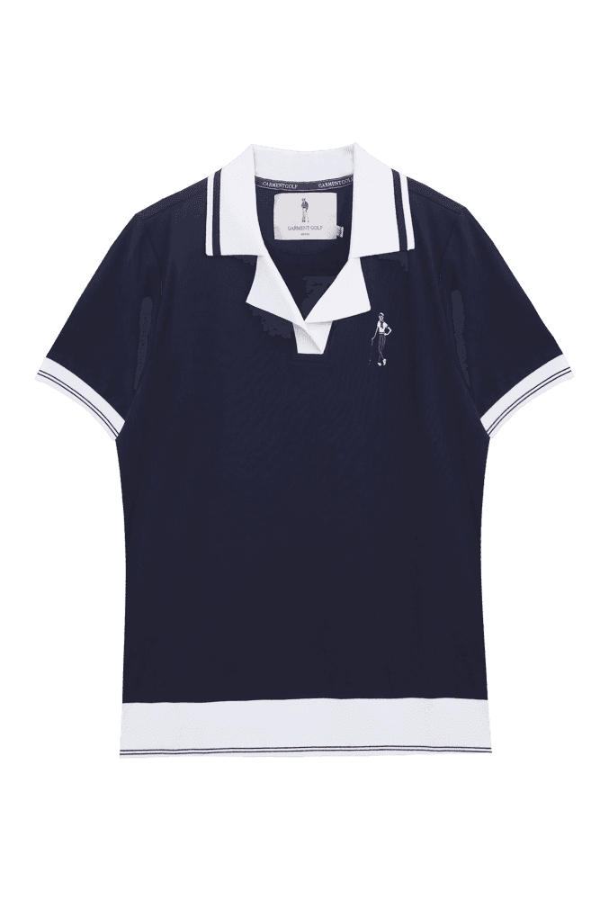 니트 카라 배색 티셔츠