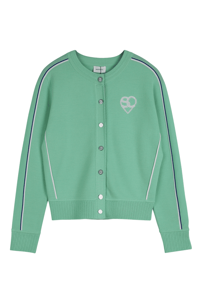 하트로고 배색 가디건