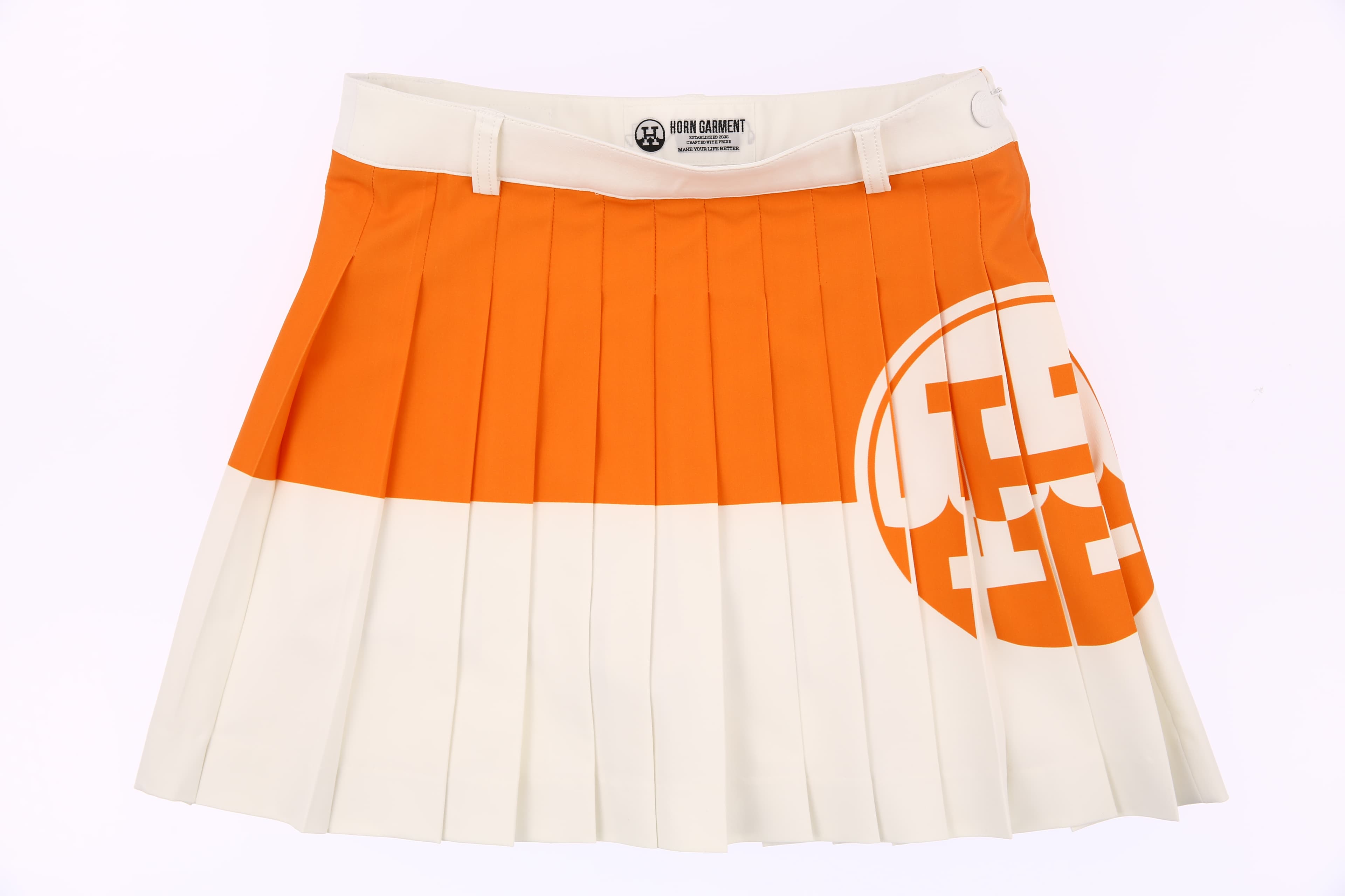 로고 컬러포인트 플리츠 스커트