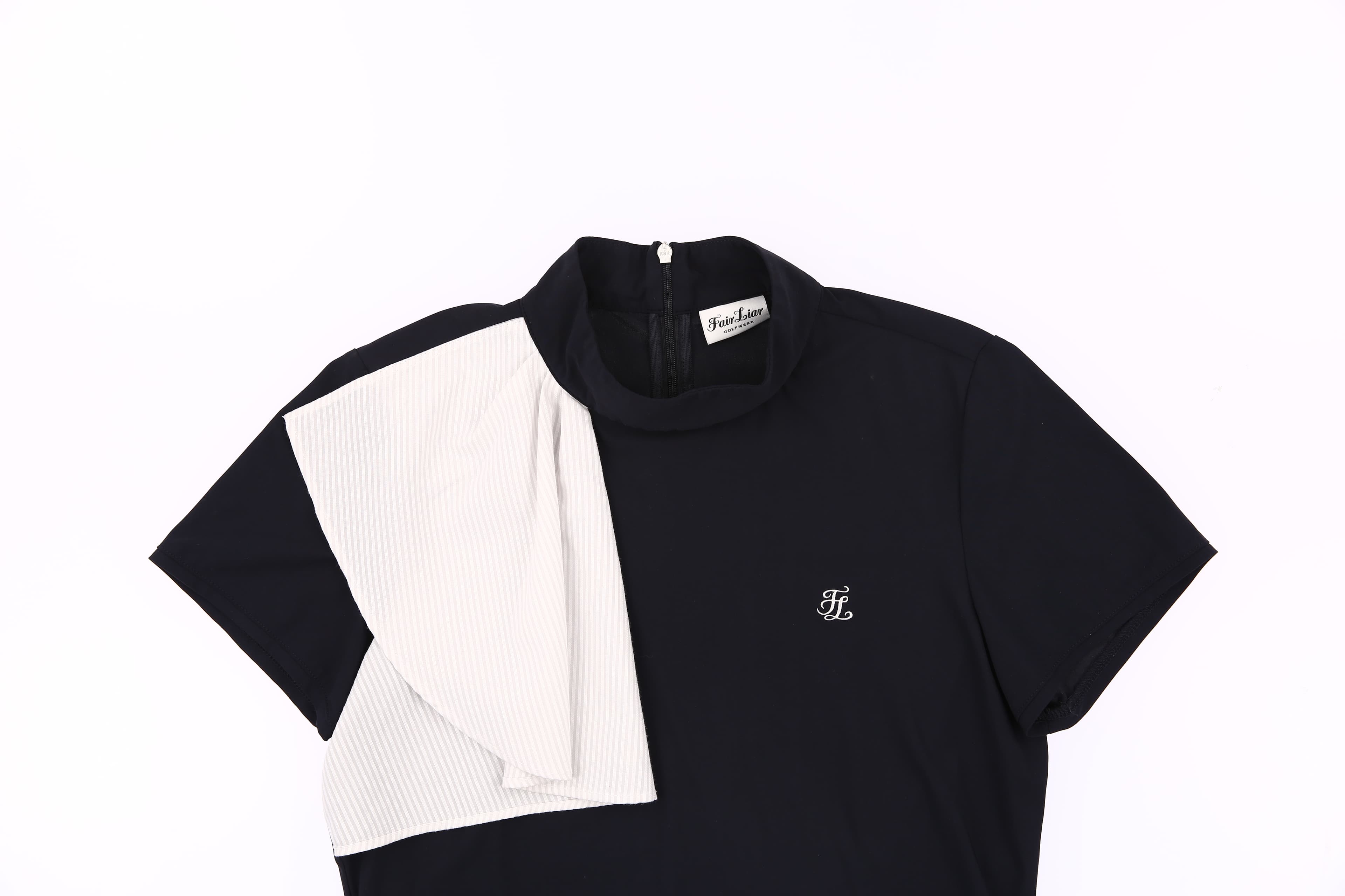 언발 스트라이프 포인트 반팔 티셔츠(M)