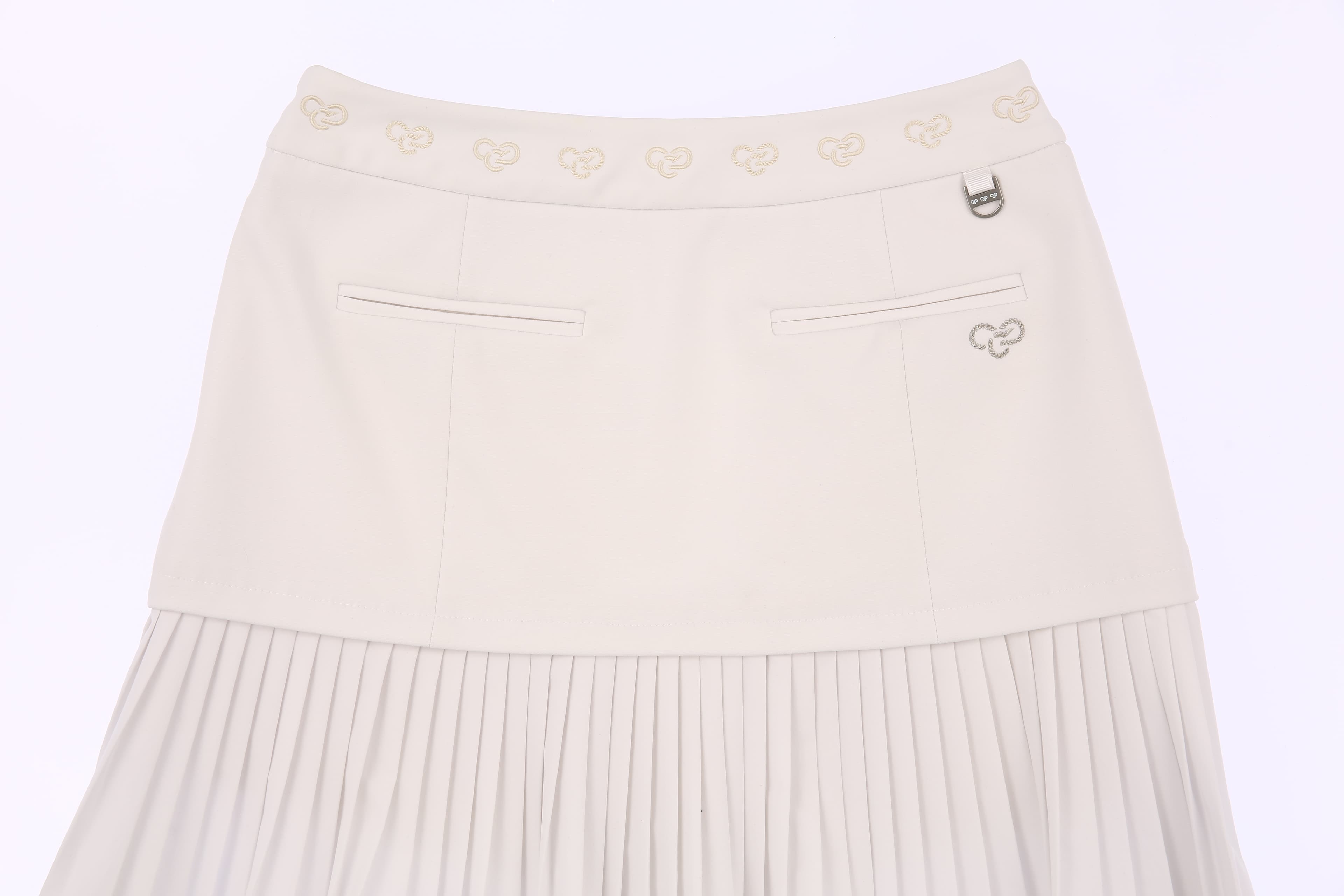 오비 로고 자수 H라인 플리츠 큐롯