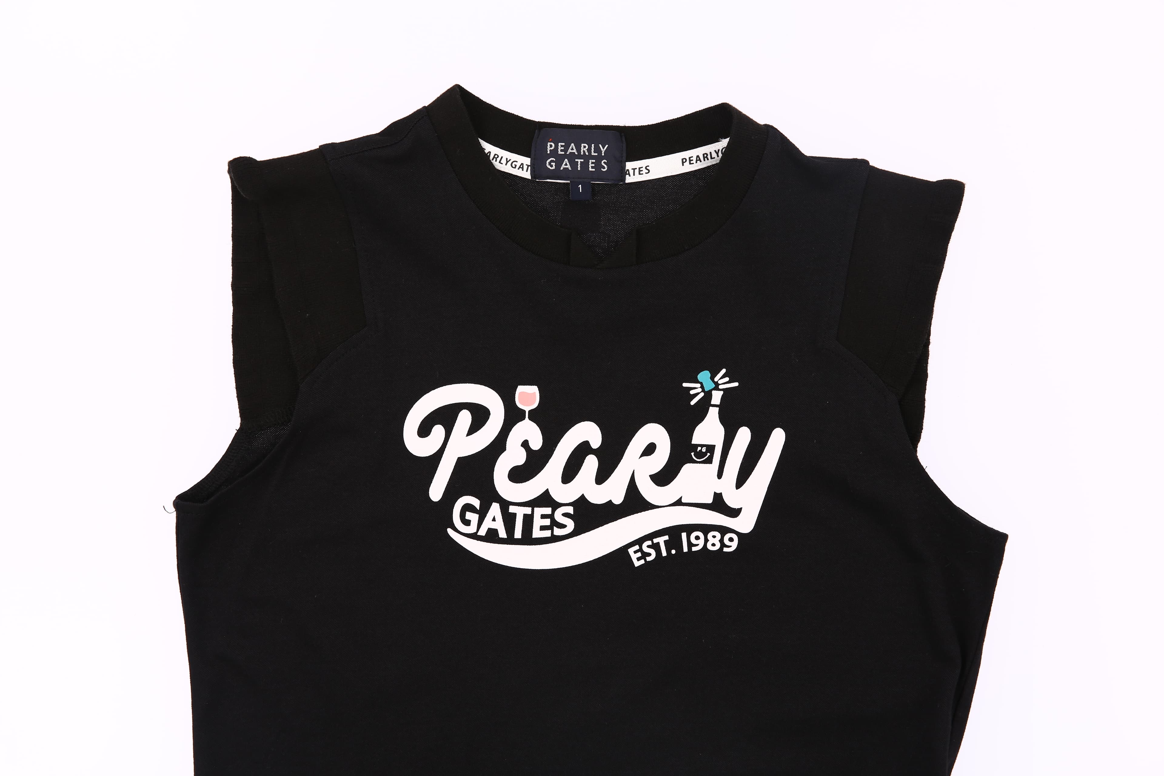 로고 골지 배색 슬리브 티셔츠