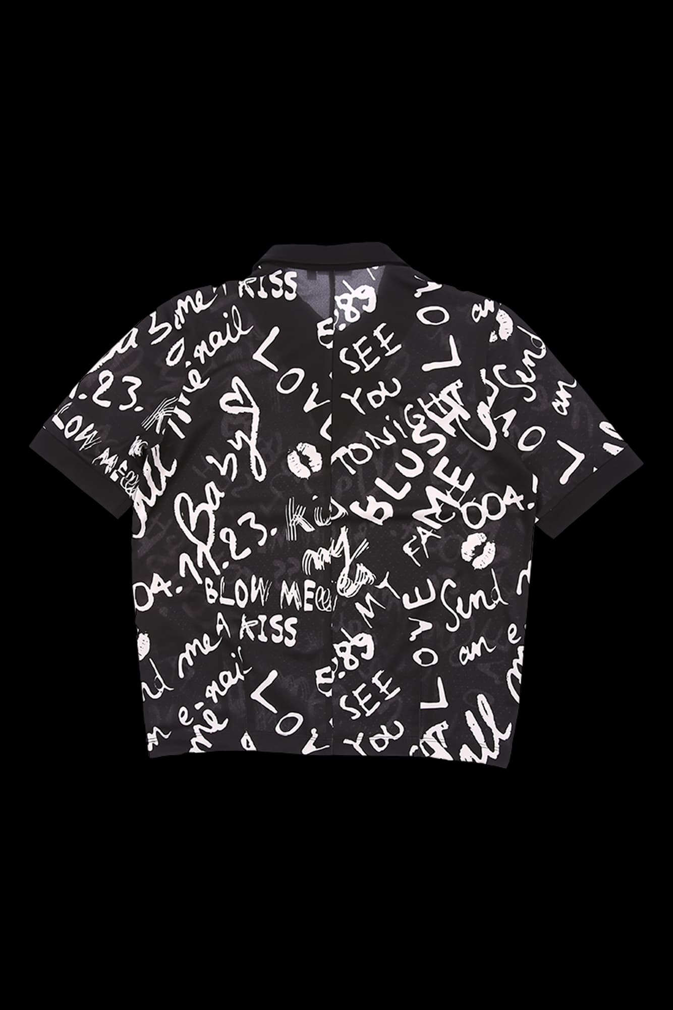 패턴 반집업 카라 반팔 티셔츠