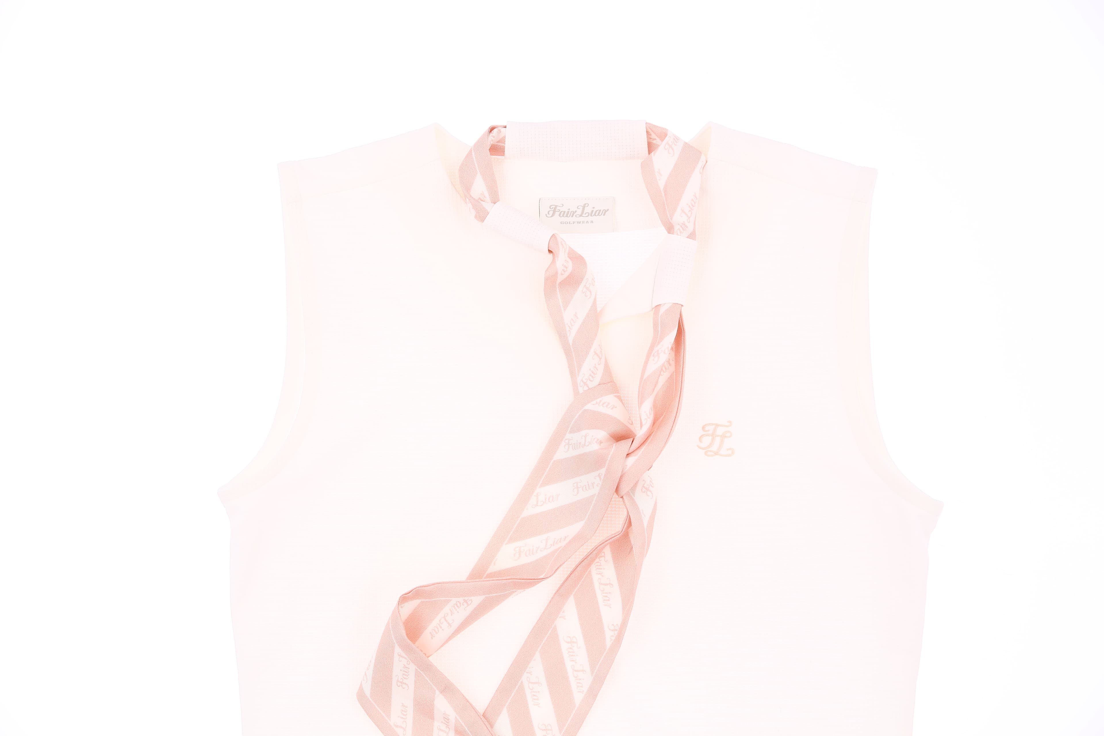 넥 리본 포인트 민소매