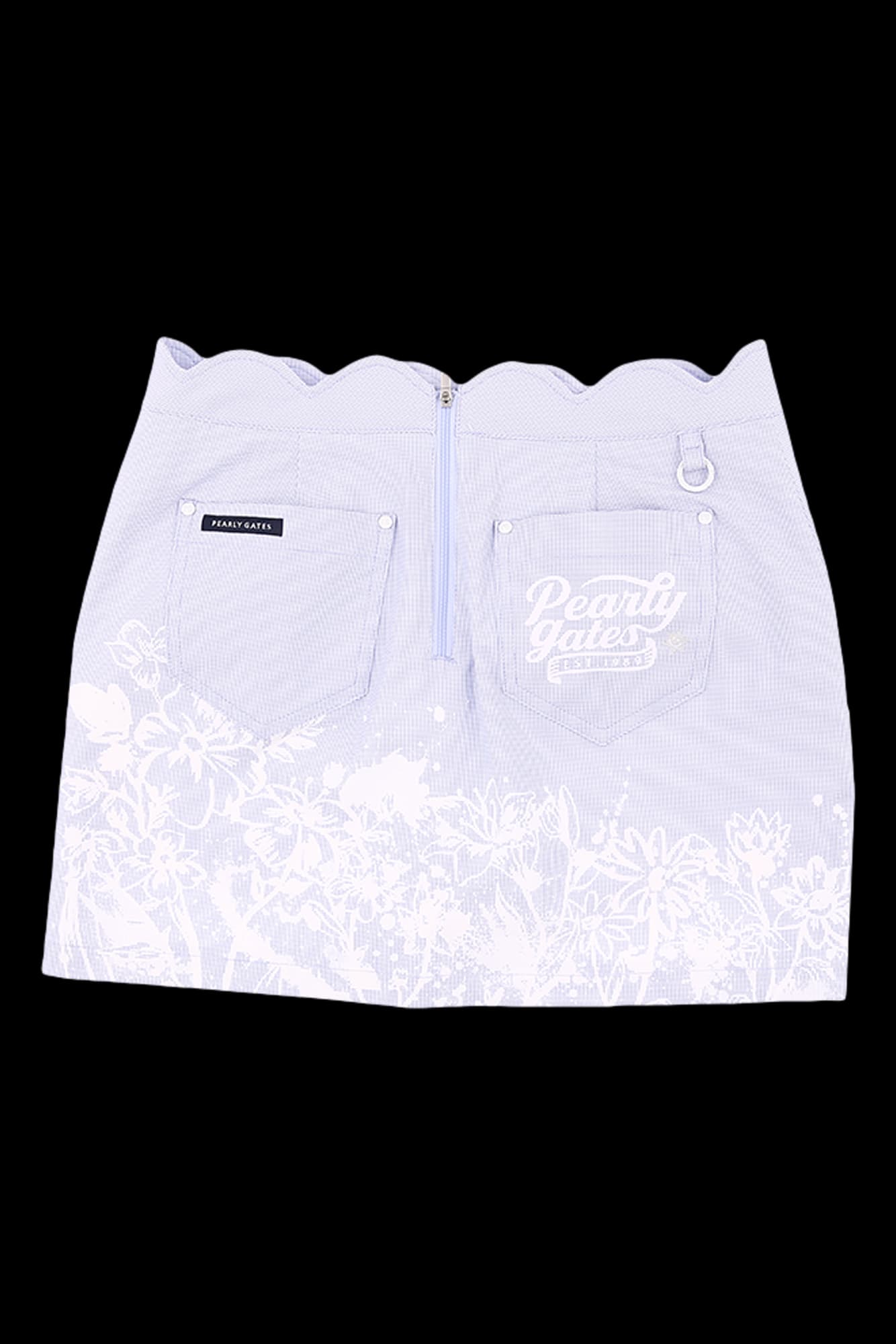 플라워 깅엄 체크 물결 스커트