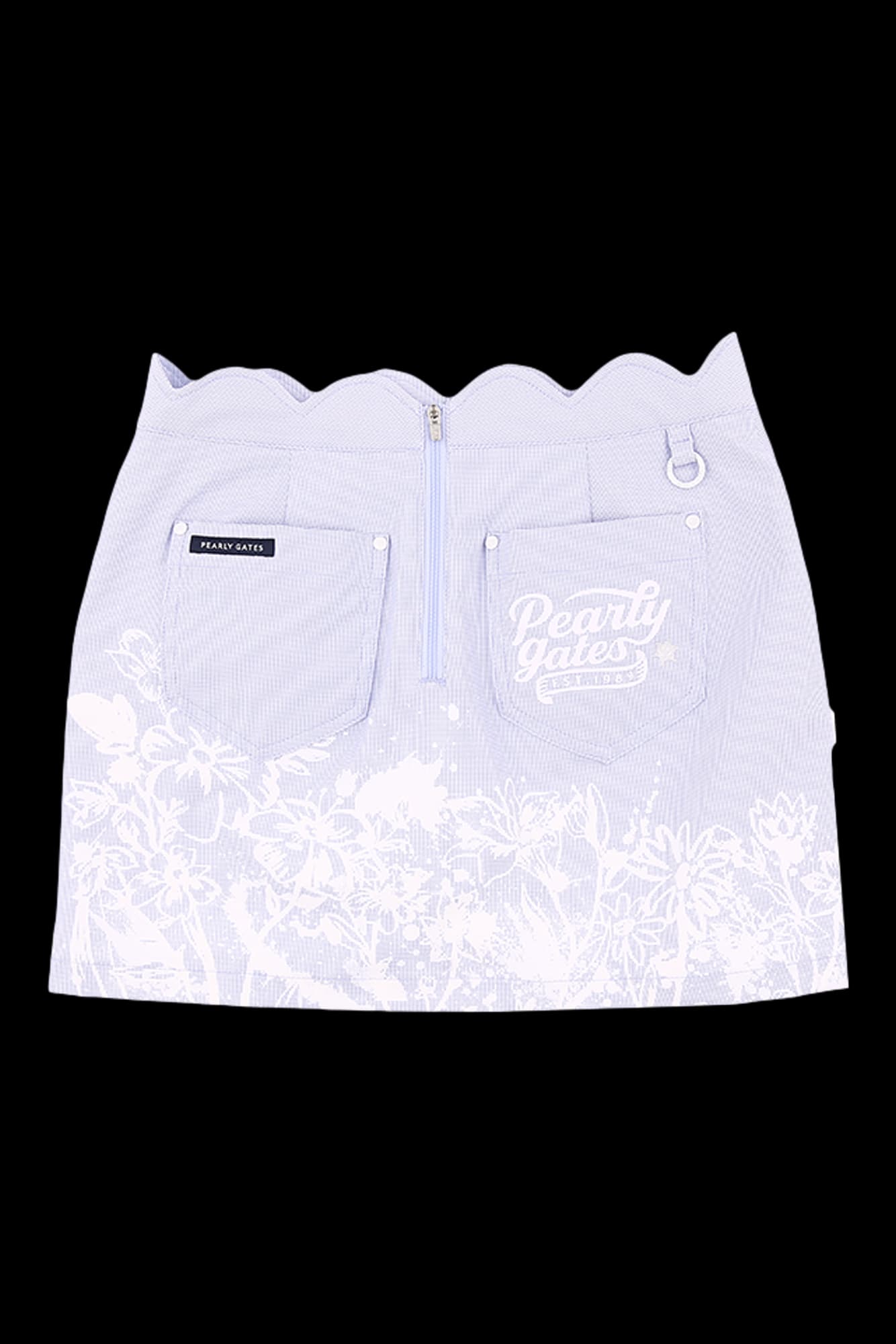 플라워 깅엄 체크 물결 스커트